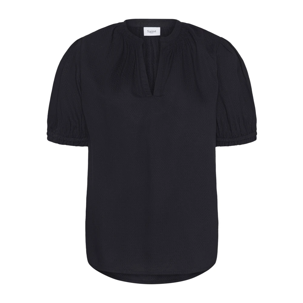 Saint Tropez Women's Black Blouses, S, Night Sky Blouse With V-Neck