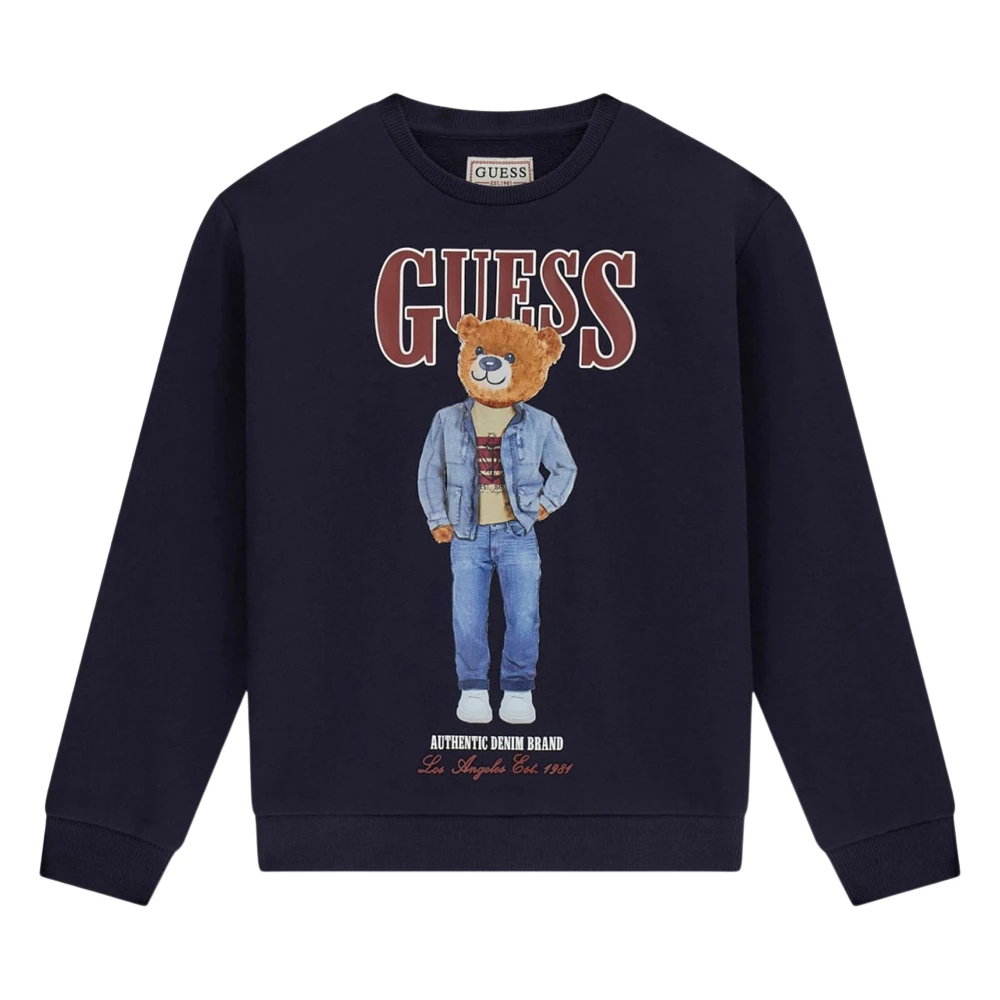 Guess Unisex Kids Blue Kids Sweatshirts, 10 Y, Bear Logo Sweatshirt