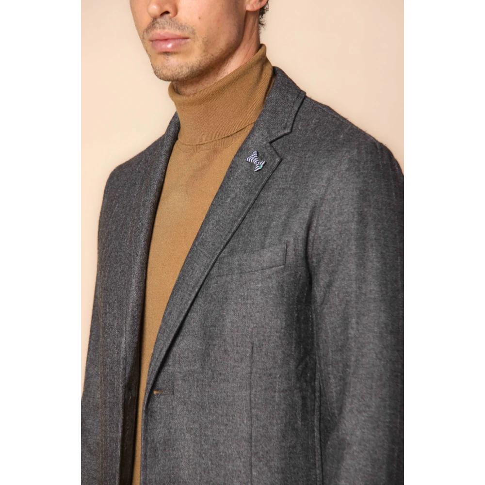 Mason's Regular Fit Krijtstreep Flanellen Blazer Gray Heren