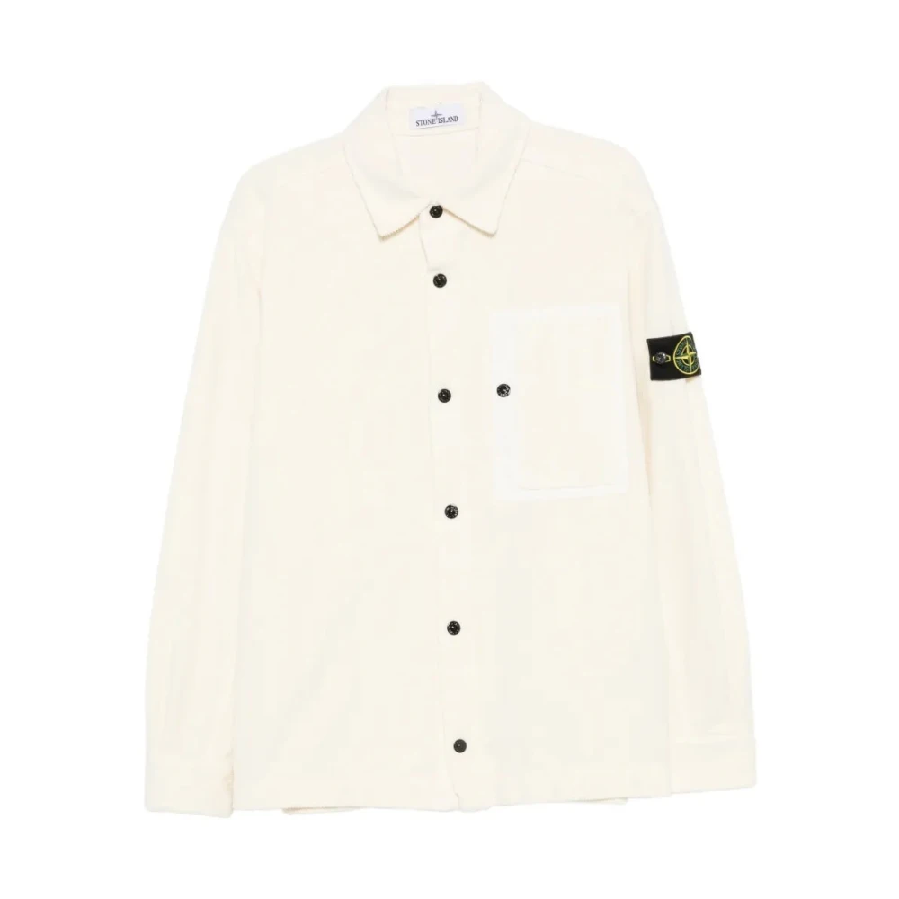 Stone Island , Casual Shirts, Male, Beige, L, Overshirt V0093