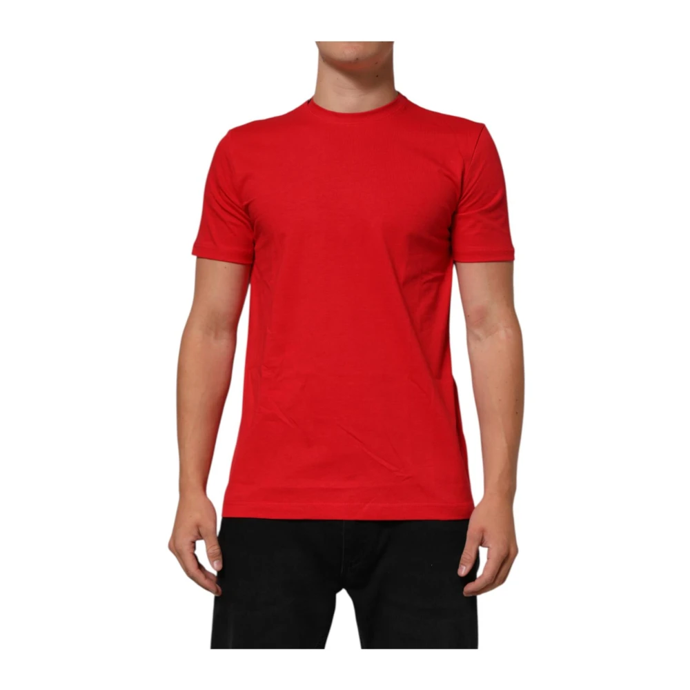 Dolce & Gabbana Men's Red T-Shirts, L, Cotton Crew Neck T-Shirt