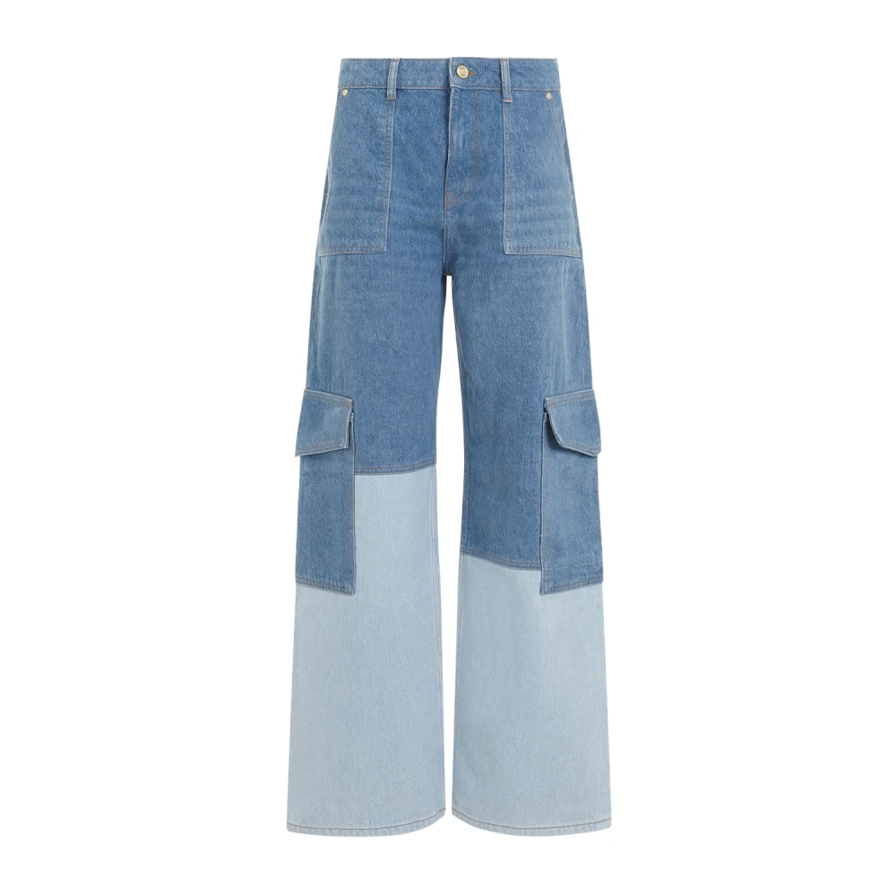 Ganni Blauwe Vintage Cutline Denim Jeans Multicolor Dames