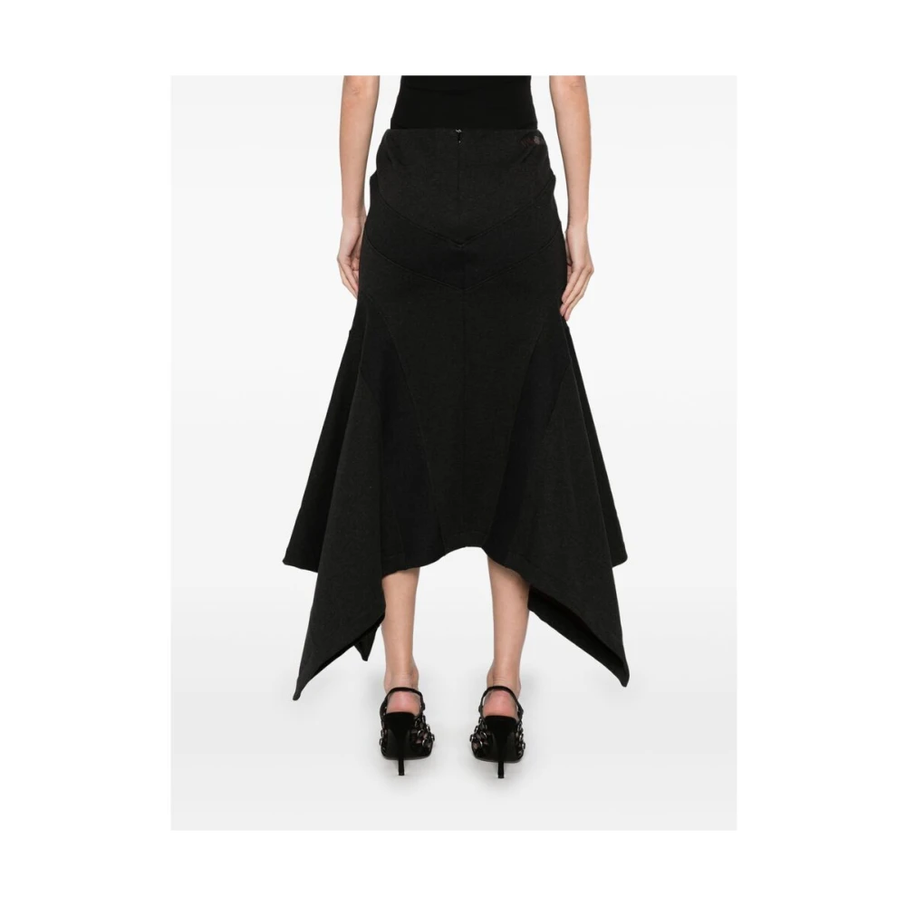 The Attico Zwarte Rok met Zakdoekzoom Black Dames