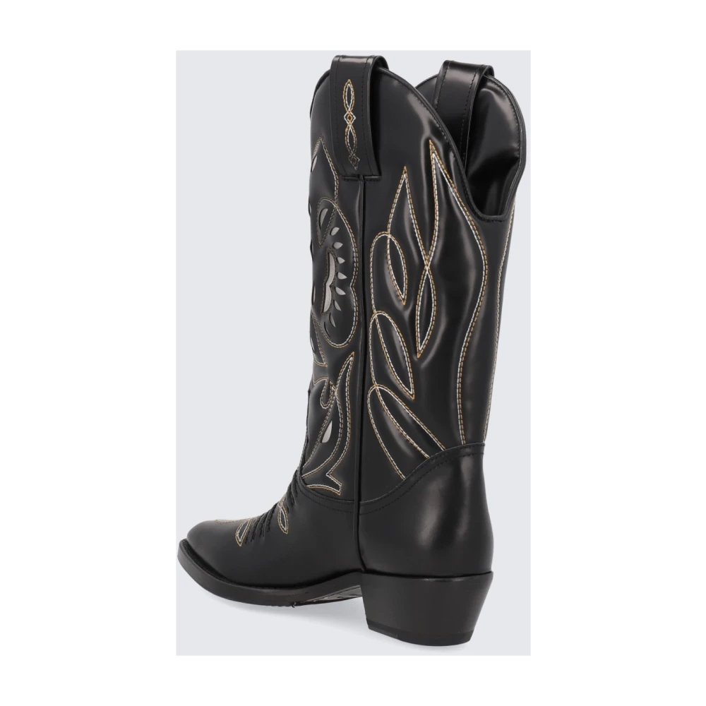 Dsquared2 Zwarte Leren Cowboy Laarzen met Details Black Dames