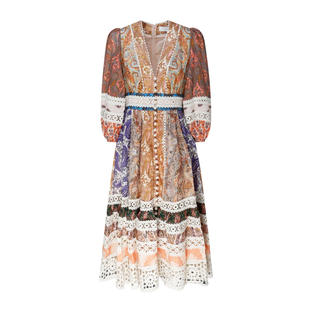 Zimmermann Women's Multicolor Linen Devi Printed Midi Dress