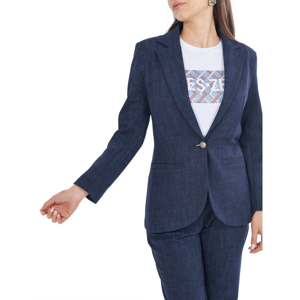 YES ZEE Blauwe Damesblazer Elegant Verfijnd Blue Dames