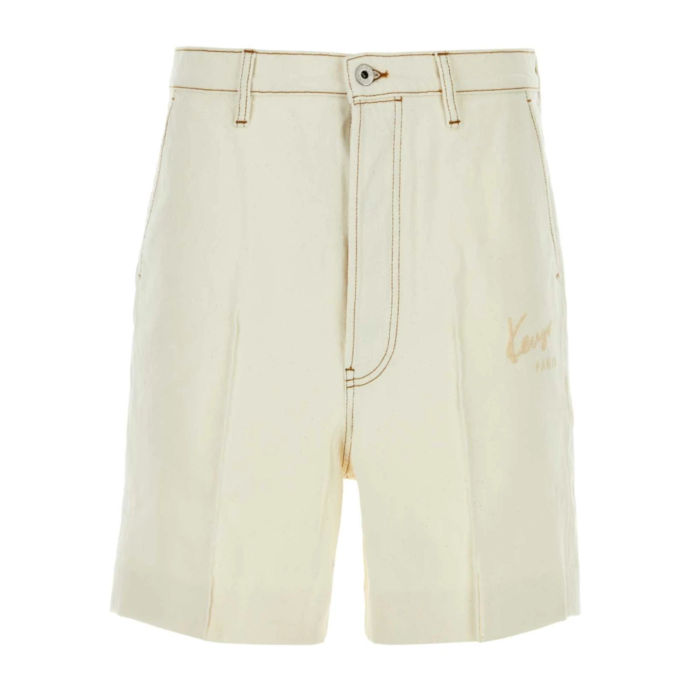 Kenzo Ivory Denim Bermuda Shorts White Heren