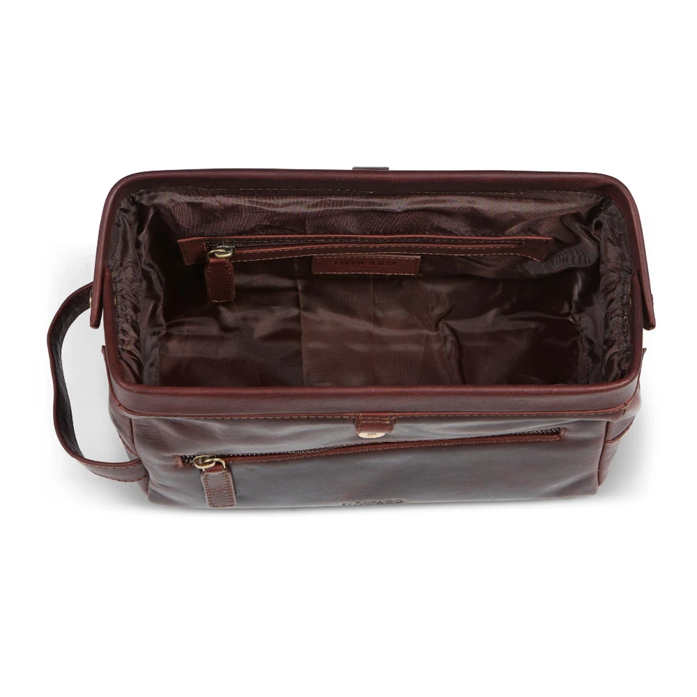 Howard London Bruine leren toilettas reisset Brown Heren