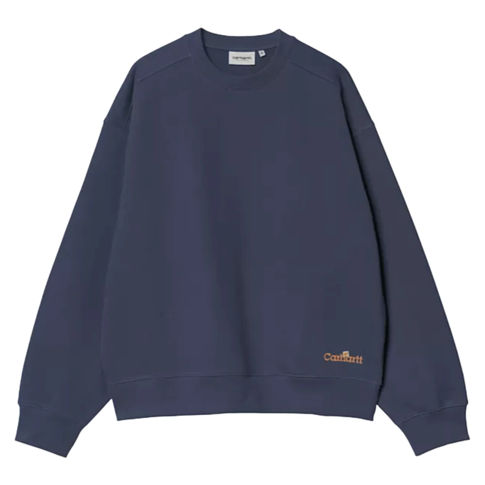 Carhartt WIP Blauwe Label Script Sweatshirt Borduurwerk Blue Heren