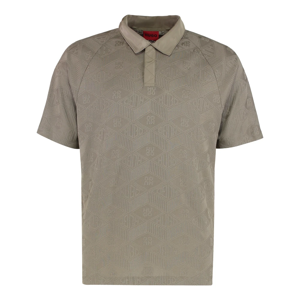 Hugo Men's Gray Polo Shirts, S, Jacquard Knit Polo
