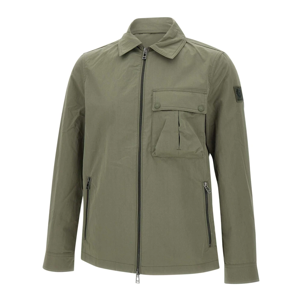 Belstaff Groene Overshirt Katoenmix Gabardine Stof Green Heren