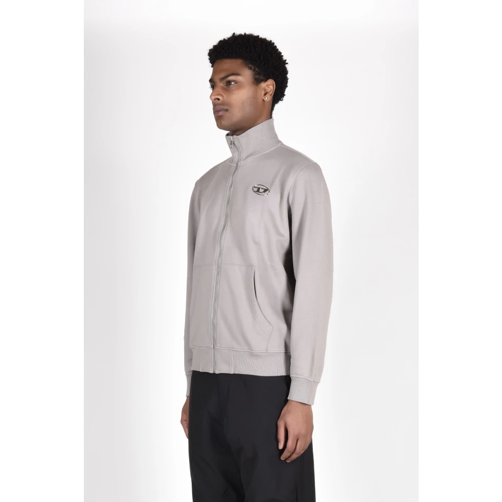Diesel Katoenen Geribbelde Sweatshirts Gray Heren