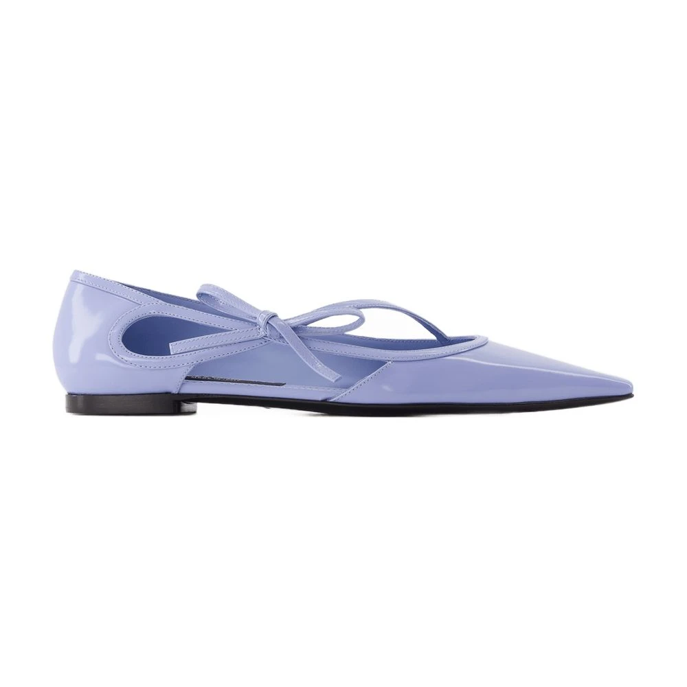Dolce & Gabbana Damen Blau E Leder Ballerinas Slip-On Spitz Zulaufende Spitze