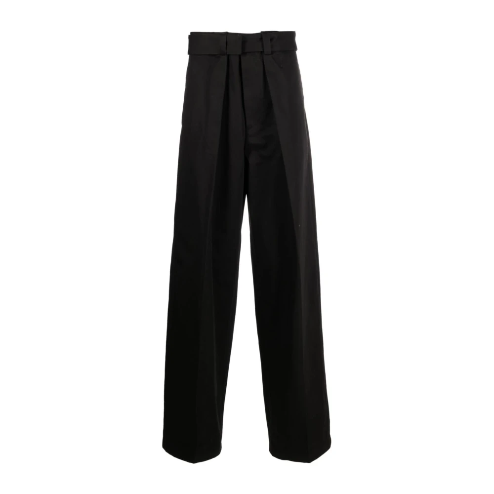 Jil Sander Men's Black Trousers - Wide Trousers - M - Trousers