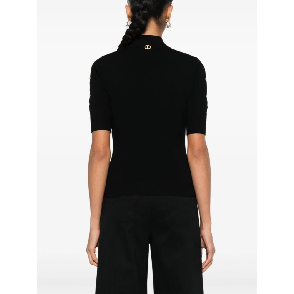 Twinset Zwarte Kristalversierde Gebreide Trui Black Dames