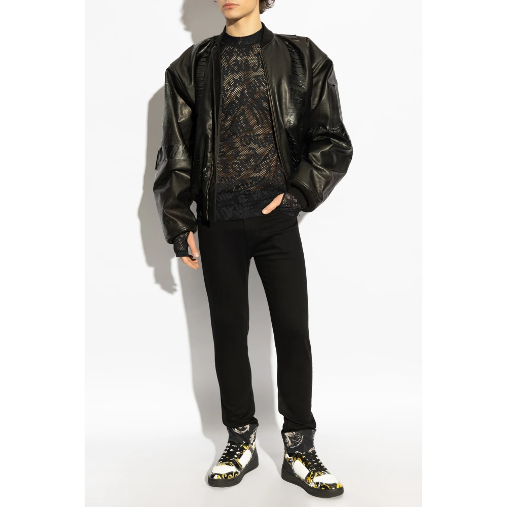 Versace Jeans Couture Jeans met Barocco-print op zakken Black Heren