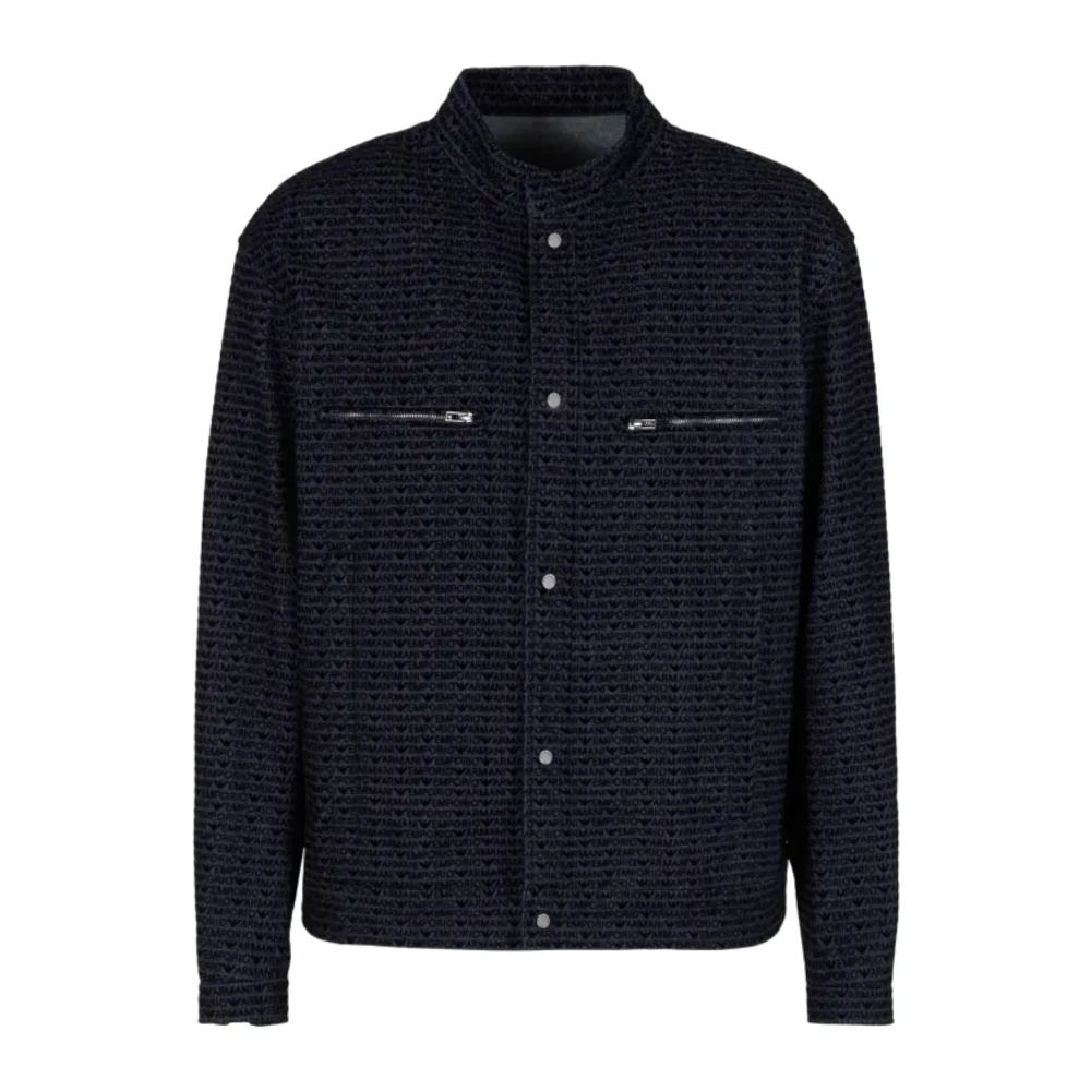 Emporio Armani Denim Jack met Logo Lettering Blue Heren
