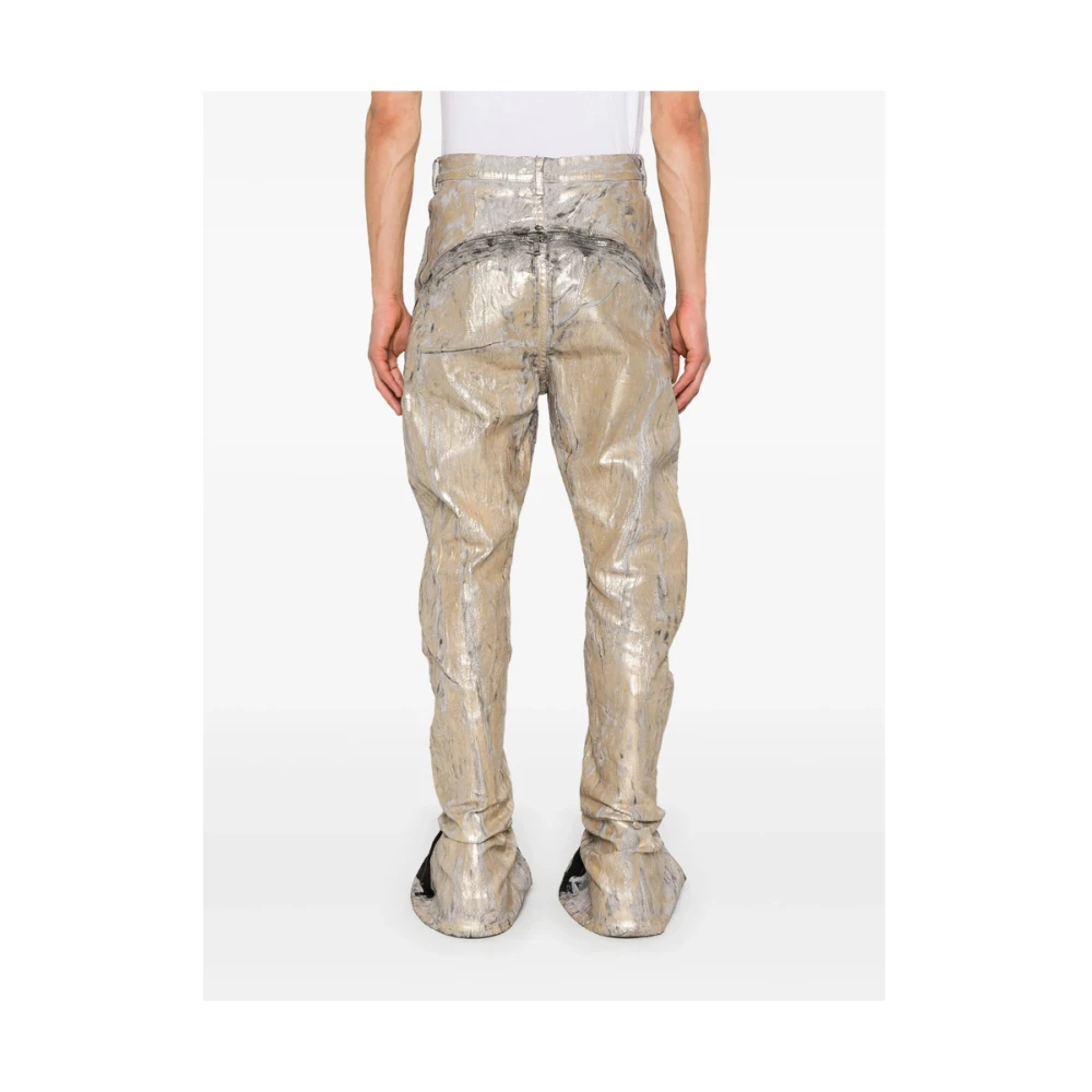 Rick Owens Goudkleurige knoopsluiting jeans met ritssluiting Yellow Heren