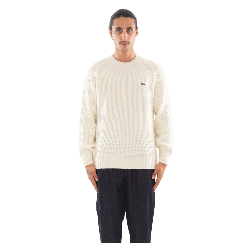 Lacoste Ribgebreide Raglan Trui Beige Heren
