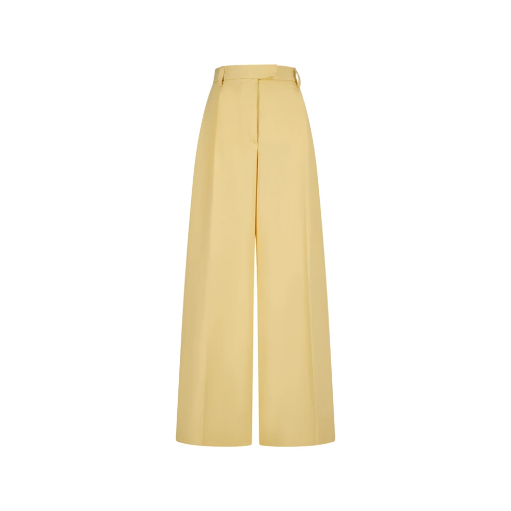 Thelatest Women's Yellow Wide Trousers, Xs, Deva Short Length T0176 Gabardina