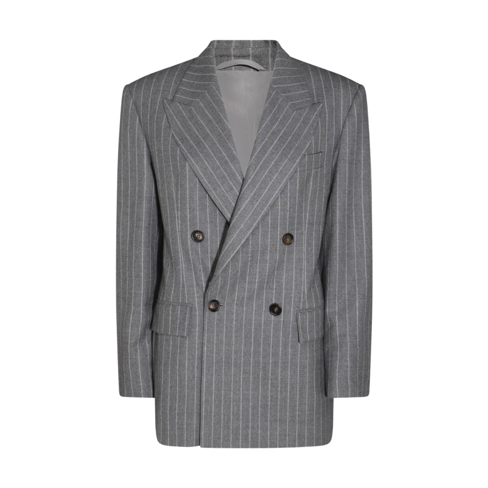 BRUNELLO CUCINELLI Grijze Wol Blazer Jasjes Gray Dames