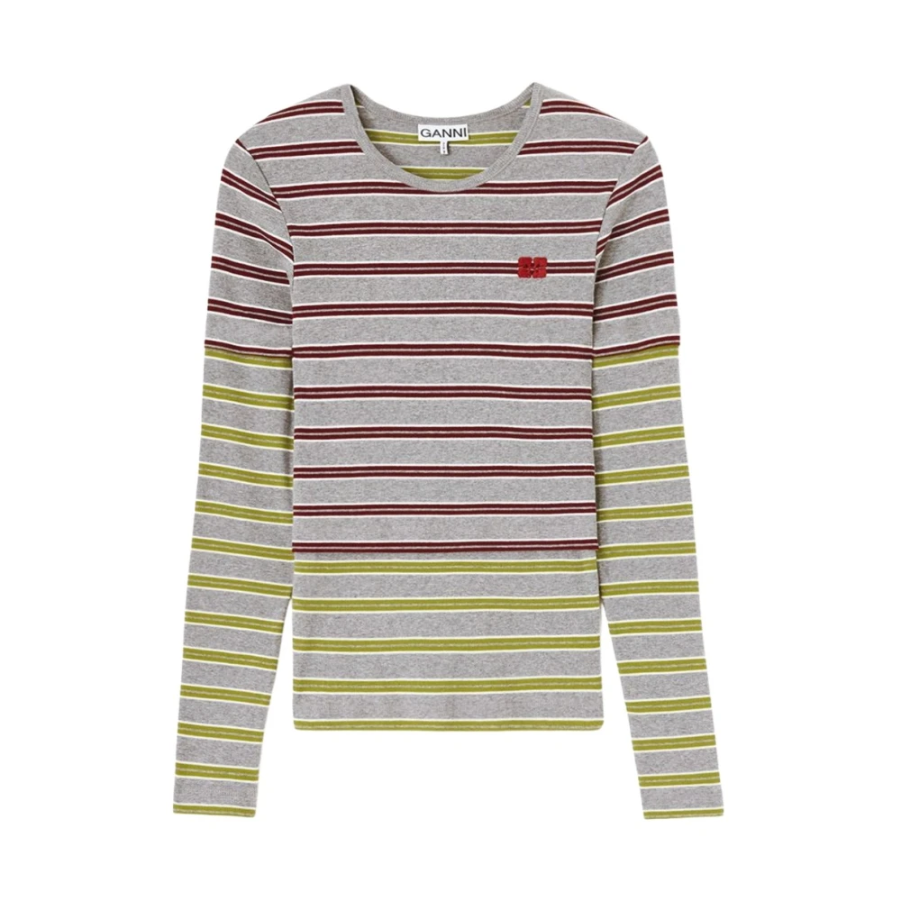 Ganni Double-Layer Long Sleeve Top - Female - Long Sleeve T-Shirts - Multicolor - S - Tops