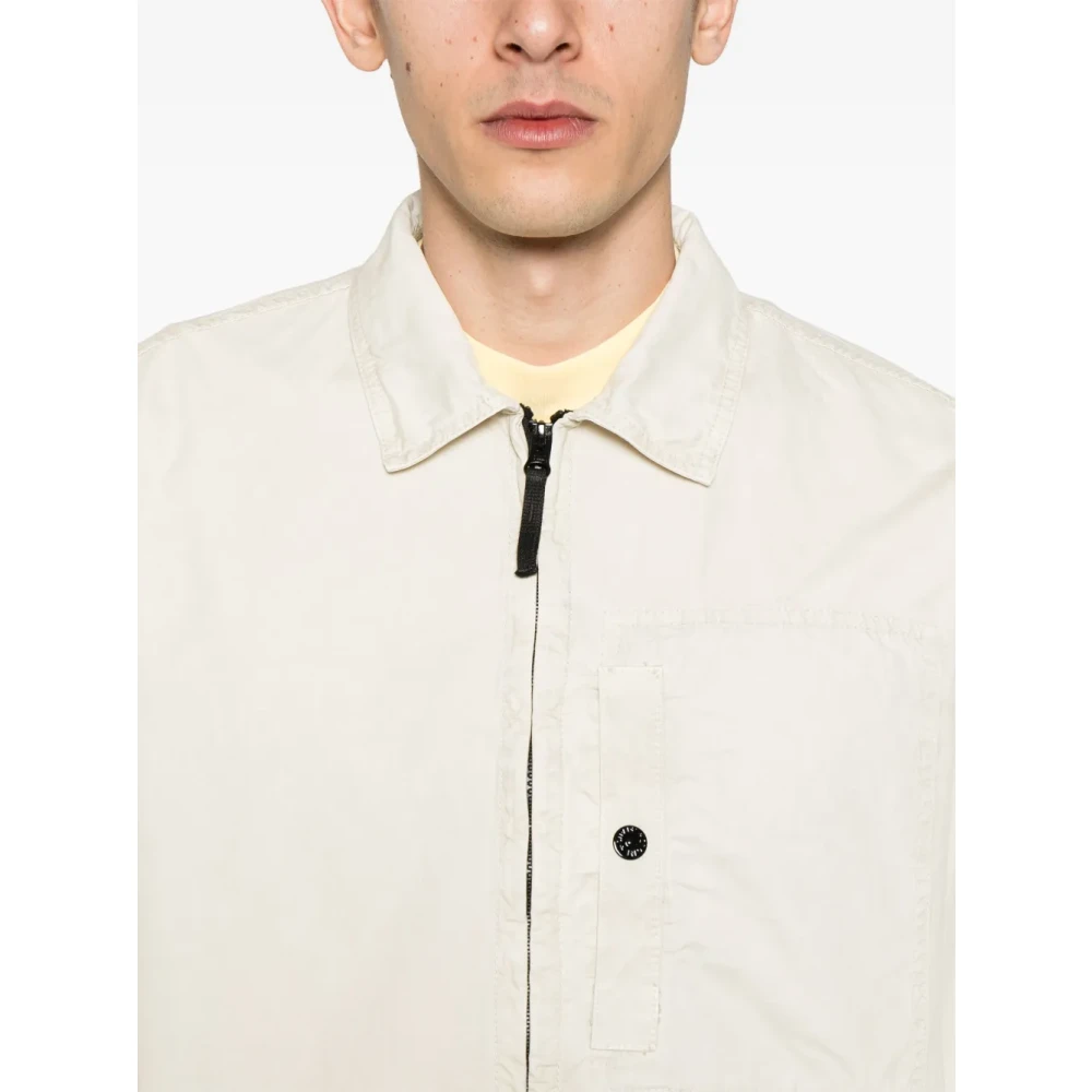 Stone Island Beige Jassen met Badge en Zakken Beige Heren