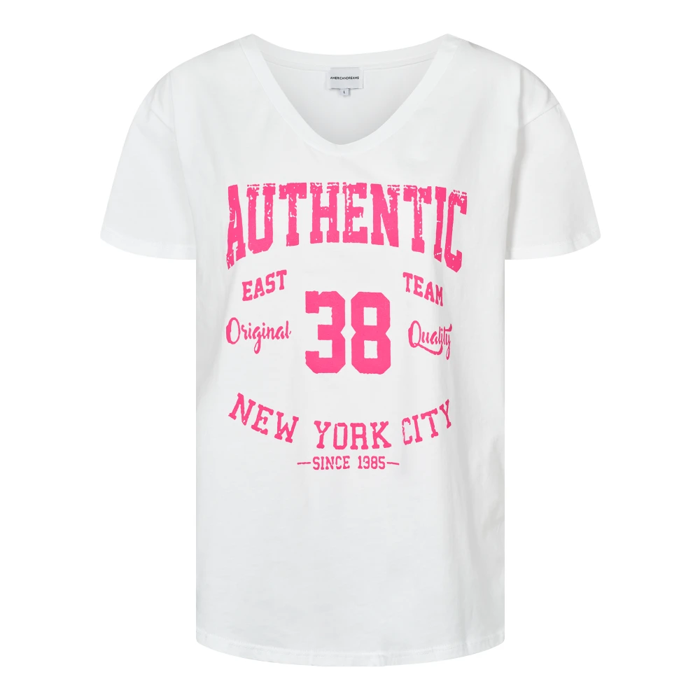 American Dreams Authentieke katoenen T-shirt met grafische print White Dames