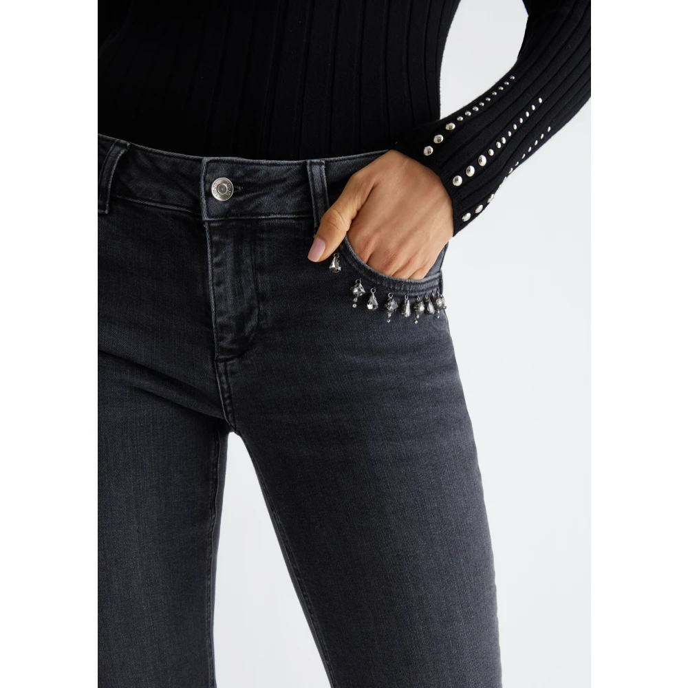 Liu Jo Skinny Bottom Up Jeans met Strass Blue Dames