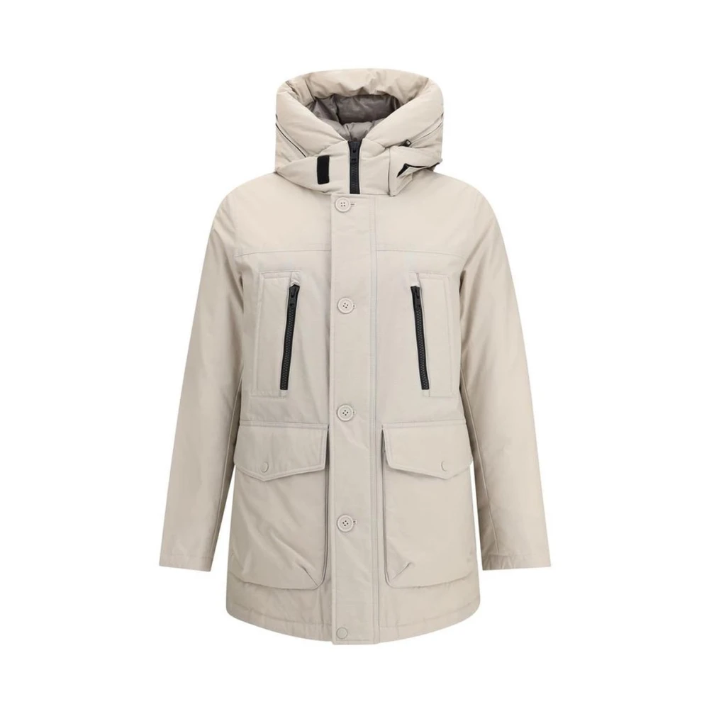 Woolrich Men's Gray Parkas, S, Detachable Hood Arctic Parka Multiple Pockets