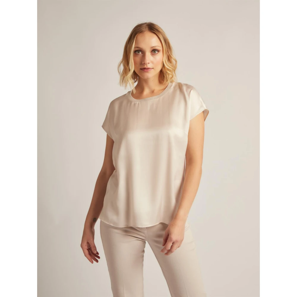 Elena Mirò Stijlvolle T-Shirt voor Vrouwen Beige Dames