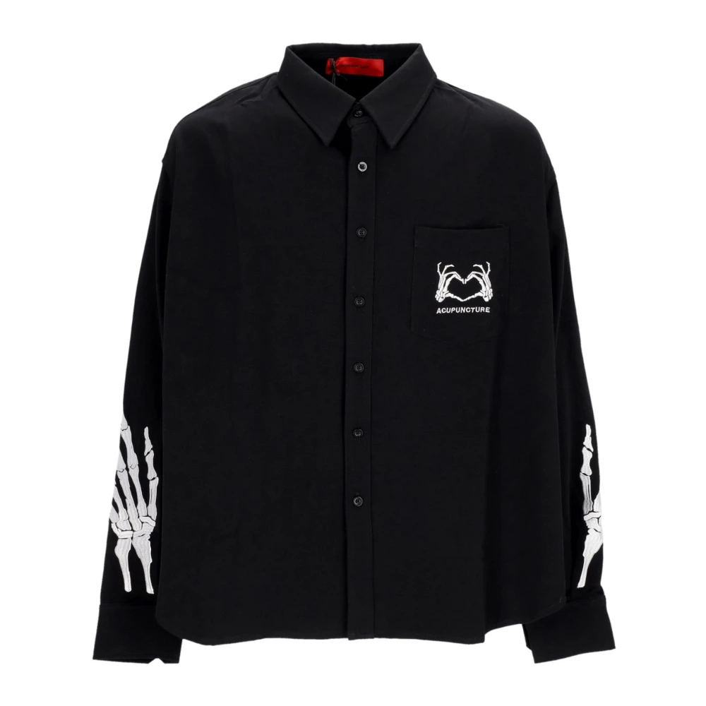 Acupuncture Skull Heart Longsleeve Shirt Zwart Black Heren