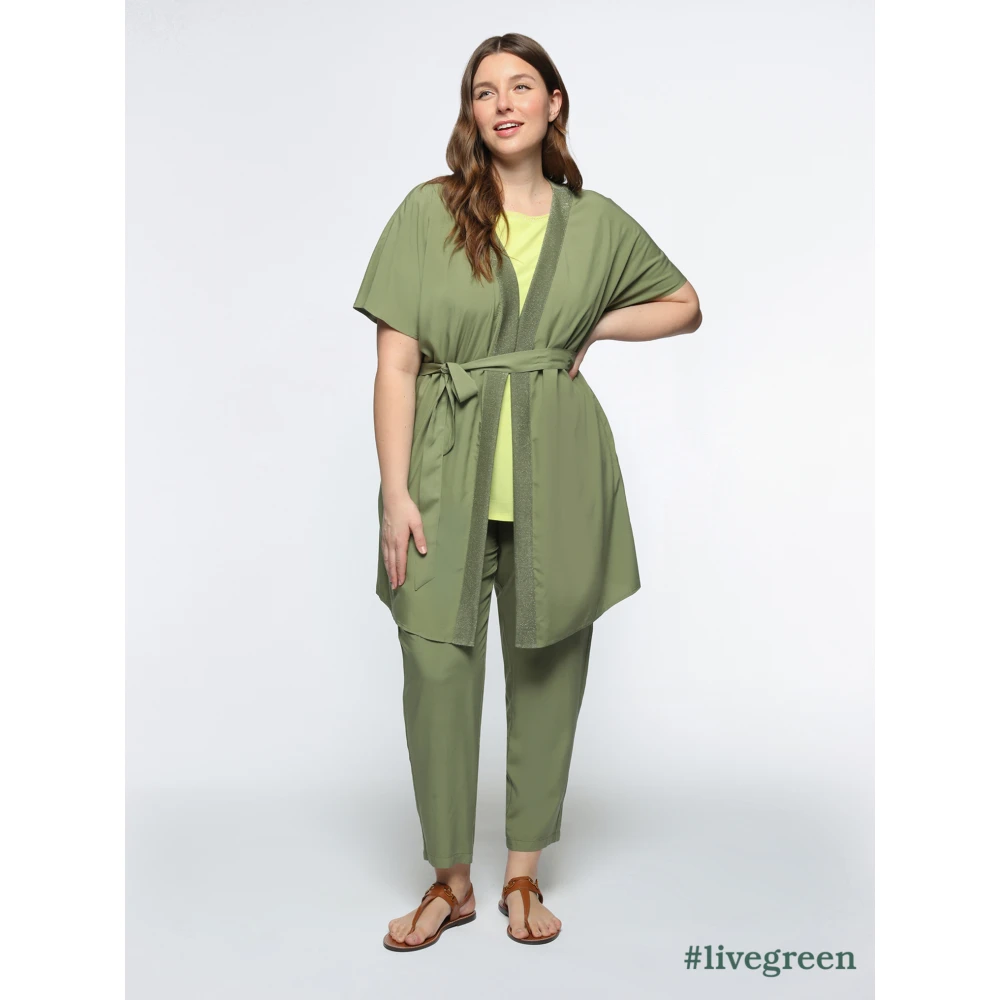 Fiorella Rubino Lange Blouse met Riem van Ecovero™ Viscose Green Dames