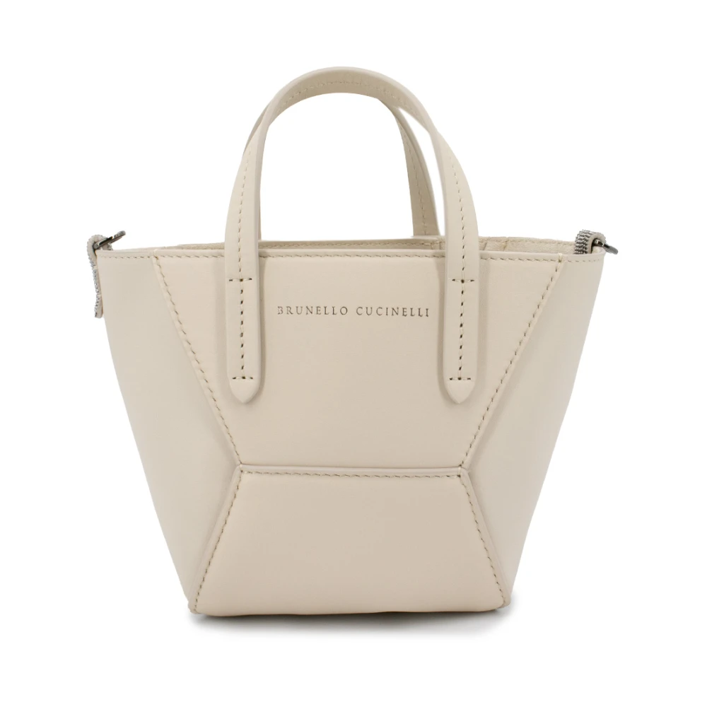 BRUNELLO CUCINELLI Zachte leren handtas met juweelborduursels White Dames