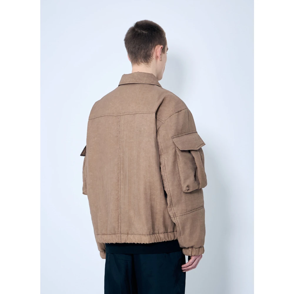 Dries Van Noten Klassieke Gewatteerde Jas met Meerdere Zakken Brown Heren