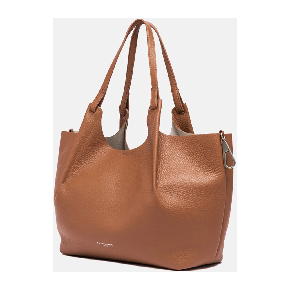 Gianni Chiarini Bruine leren maxi tas met handvatten Brown Dames