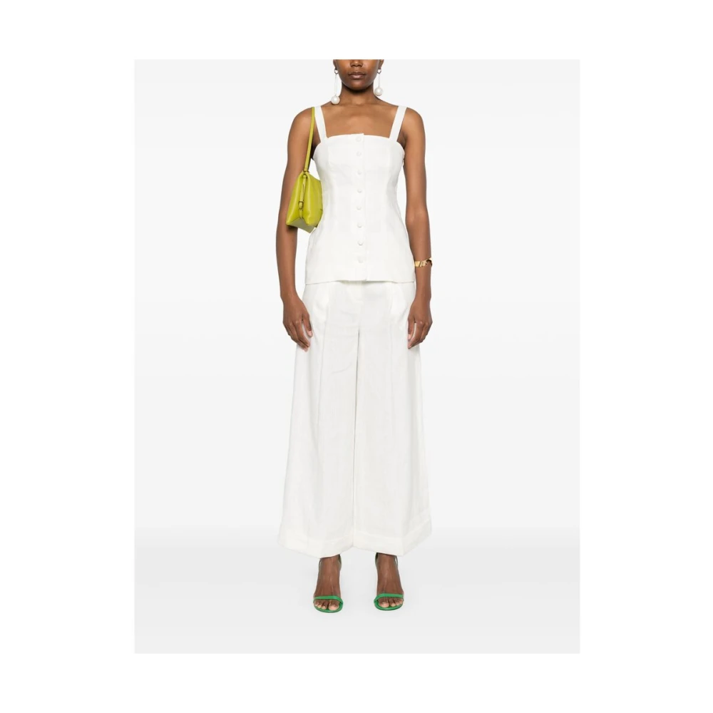 Faithfull the Brand Witte Linnen Wijde Broek White Dames