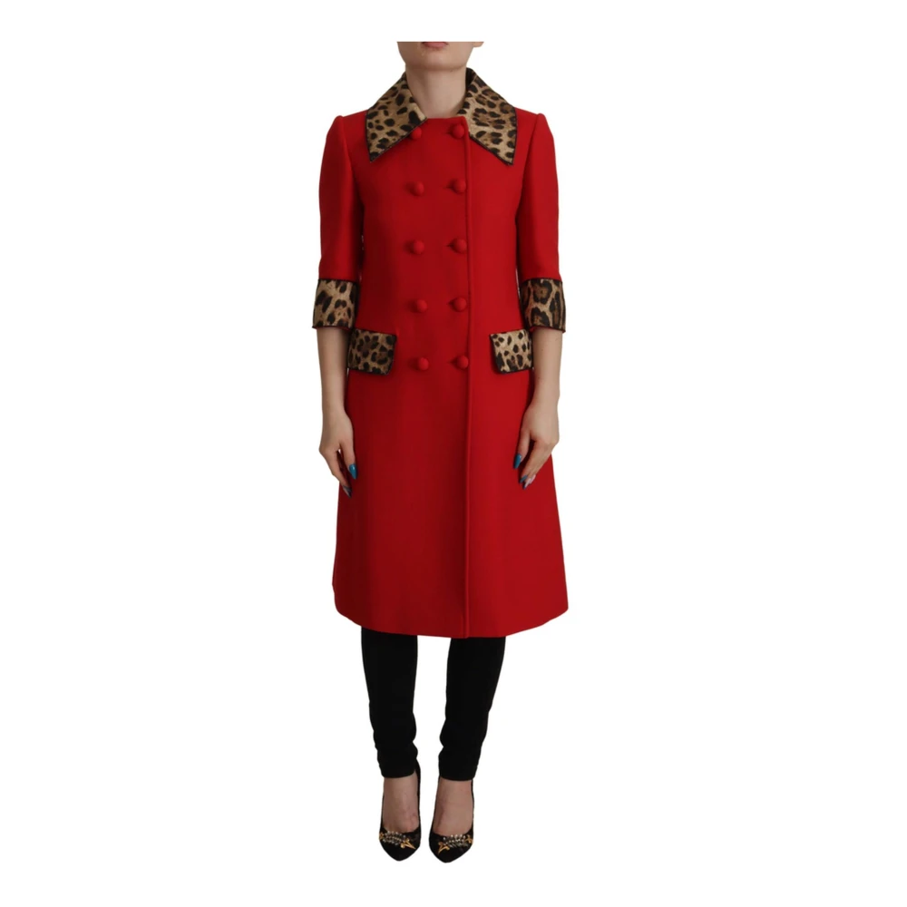 Dolce & Gabbana Women's Red Gorgeous Trench Coat With Leopard Print