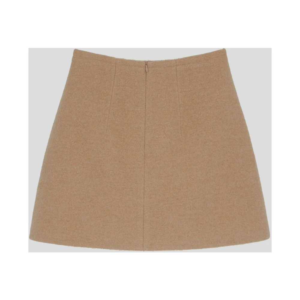 Patou Wollen Mini Rok Brown Dames