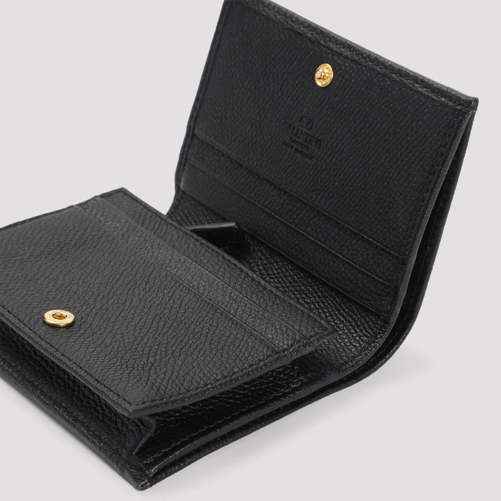 Valentino Garavani Zwarte Leren Portemonnee Stijlvol Accessoire Black Dames