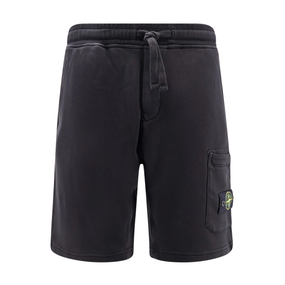 Stone Island Katoenen Bermuda Shorts met Verstelbare Trekkoord Black Heren