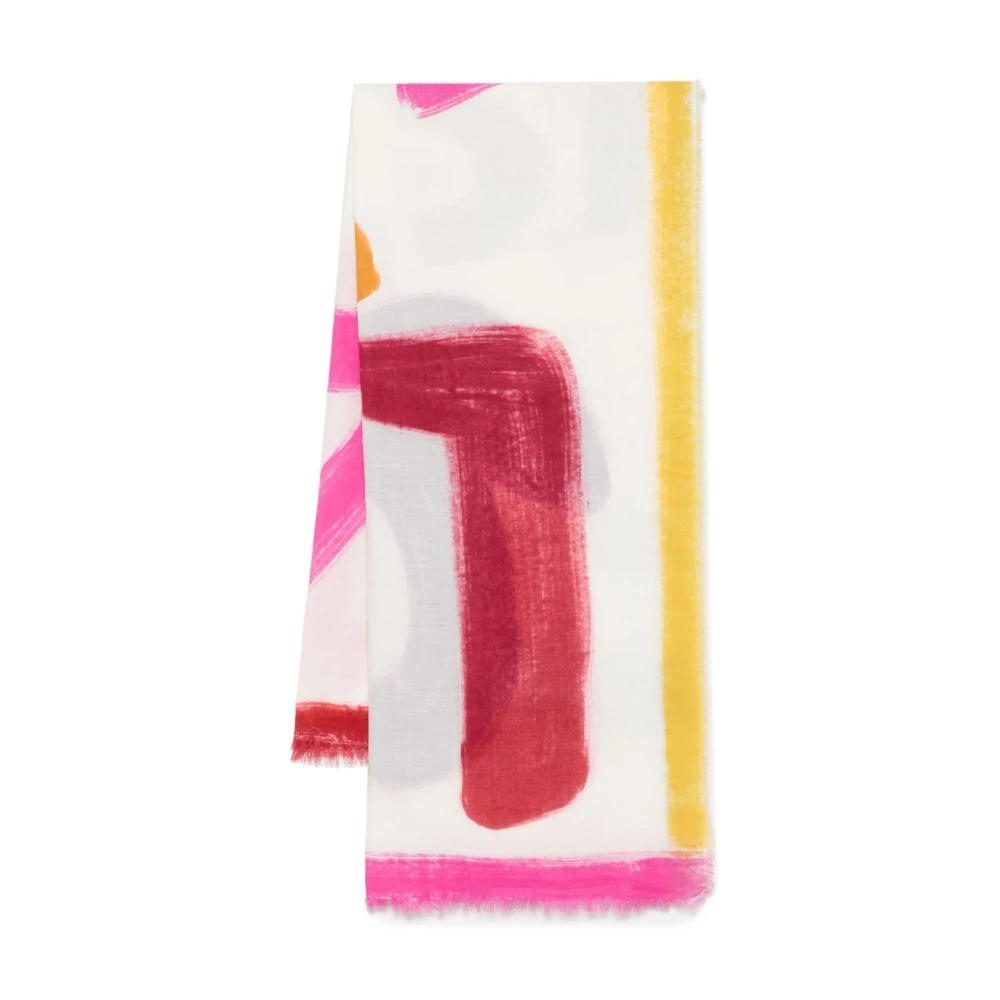 Faliero Sarti Abstract Patroon Sjaal Rafelrand Multicolor Dames