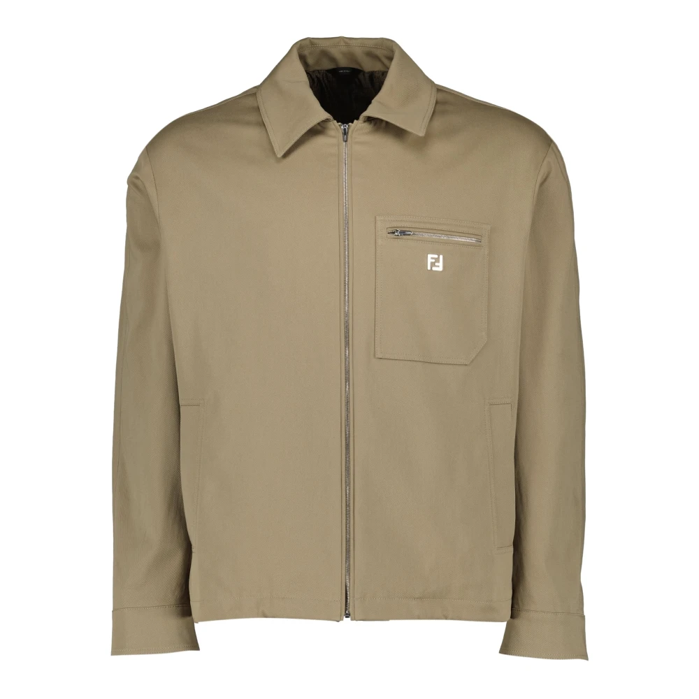 Fendi Men's Beige Light Jackets, L, Gabardine Blouson
