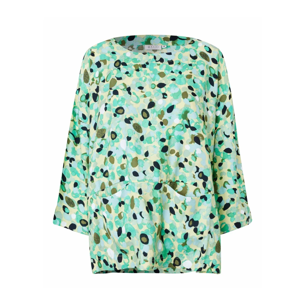 Masai Kleurrijke Top met 3 4 Mouwen Green Dames