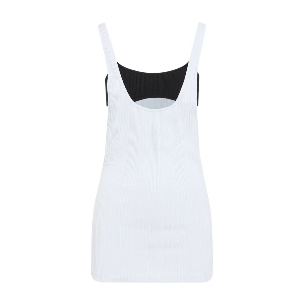 The Attico Geribbeld Jersey Tanktop Blue Dames