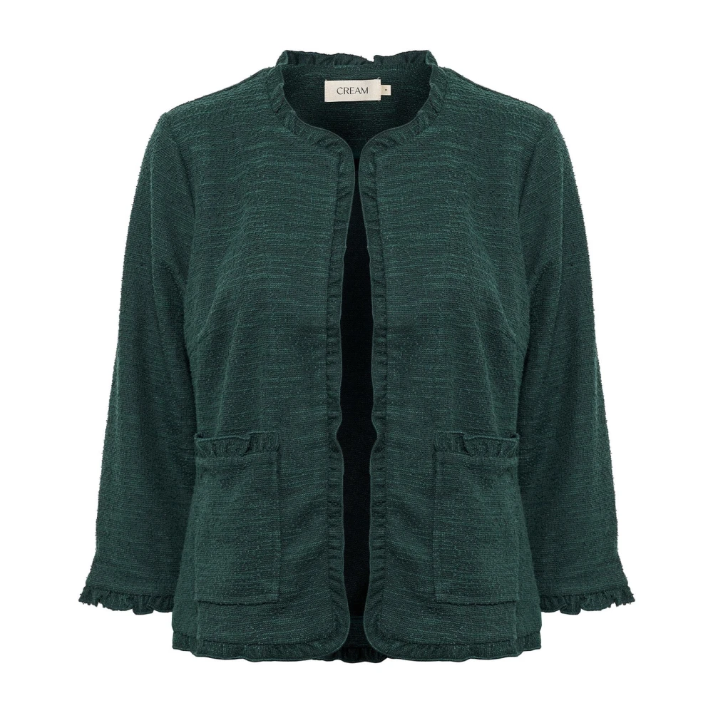 Cream Green Cardigans, Female, Xs, Cardigan With Ruffle Edges