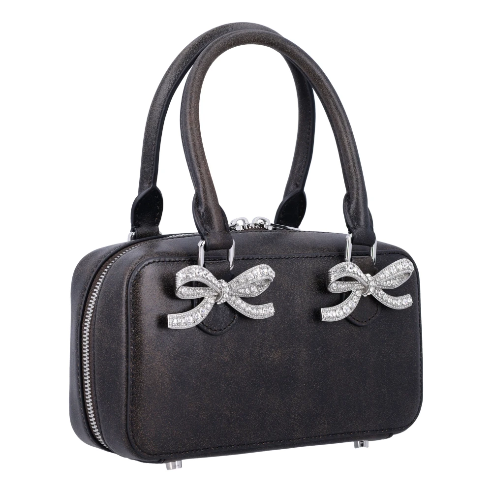 Self Portrait Verweerde leren mini-tote tas Black Dames