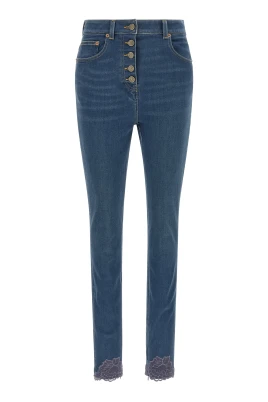 Denimbyxor med spets