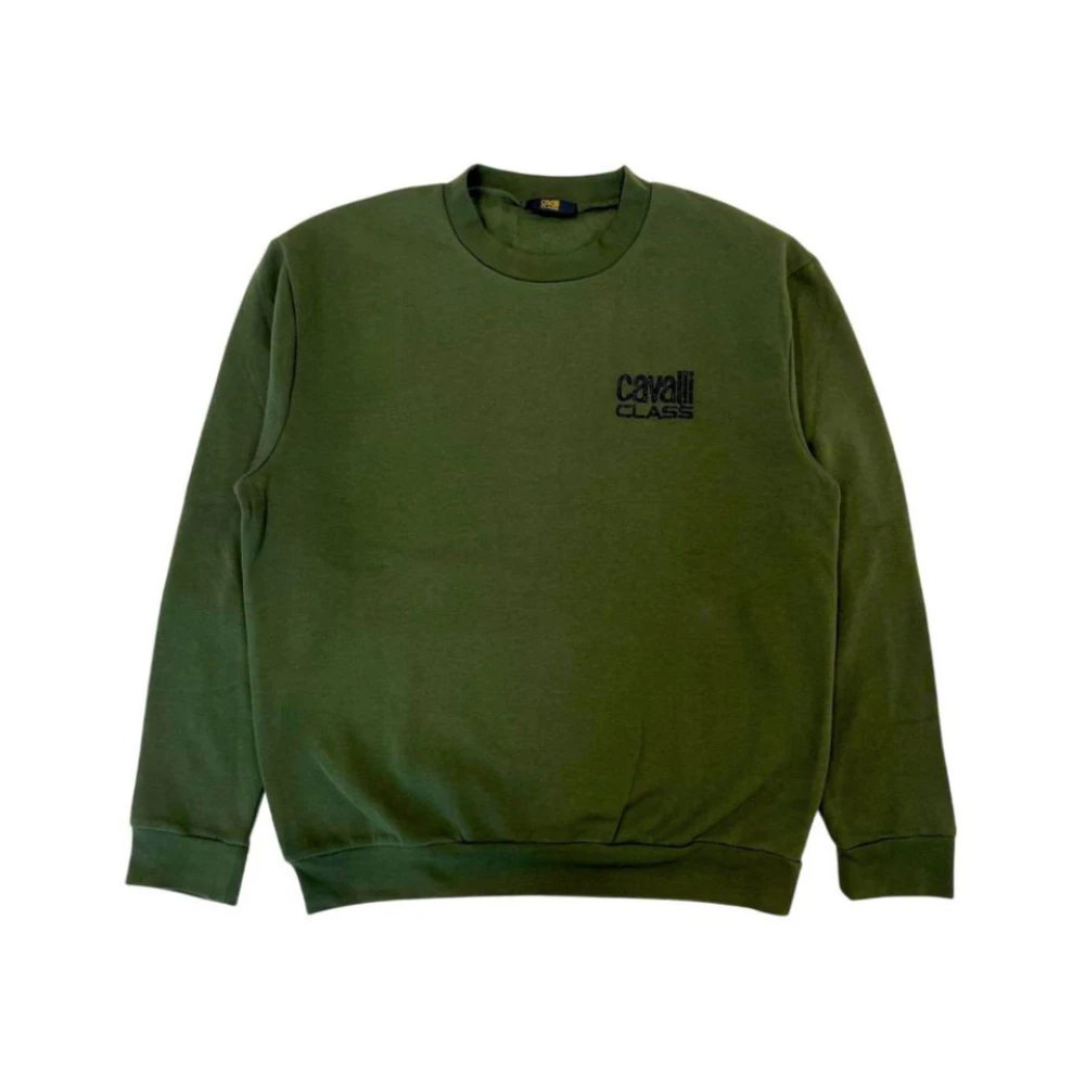 Cavalli Class Men's Green Fleece Hoodie For