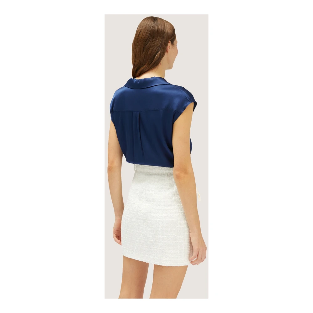 Motivi Satin Kimono Blouse met Vleermuismouwen Blue Dames
